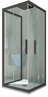 Box doccia 3 lati scorrevole 80x120x80 CM H 200 Vetro Trasparente Profilo Antracite mod. Kolors Trio