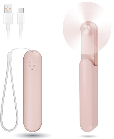 Venforze Mini Fan Handheld, 3 Speeds Rechargeable Quiet Handheld Fan[12-24 Working Hours], Portable Type-C Slider Pocket Personal Small Fan for Travel, Home and Outdoor (Pink)