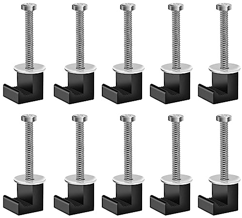 POSENG 10 Pack No Drill Universal Truck Toolbox Mounting Kit,Aluminium Alloy Firmly Bridges The Toolbox Cable Tie J Hook (Black)