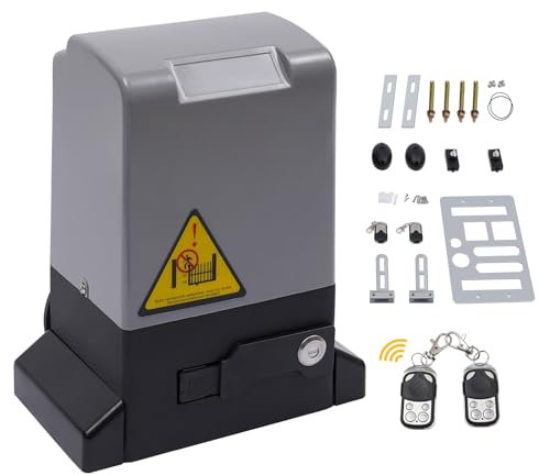 Schiebetorantrieb, Garagentorantrieb mit 2 Fernbedienungen, Automatisches Schließsystem und Infrarot-Einklemmschutzfunktion Torantrieb Schiebetor Toröffner für Hoftor bis 600 kg