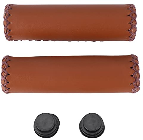 Wresetly Pair of Vintage Leather Bicycle Handlebar Grips Trekking Handlebar Cover Protection Colour: