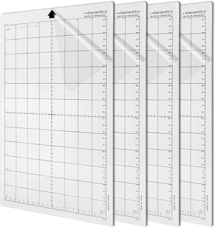 Fyihoxi 4 Stück Schneidematte Plotter für Silhouette Cameo 4/3/2/1, 8x12 Zoll, Ersatz Schneidematte Standardgrip, Klebstoff Klebrig Matte mit Messraster, Schneidematten Set