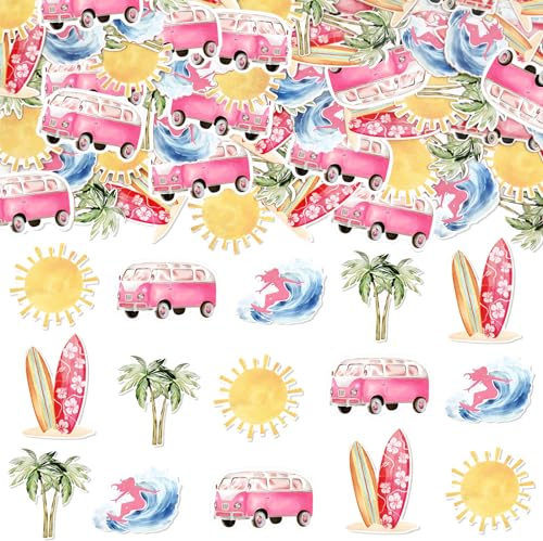 JOYMEMO 200 Pieces Surf Confetti - Surfing Theme Birthday Party Decorations, Dessert Table Decoration Scatter, Beach Surfboard Birthday Party Baby Shower Supplies
