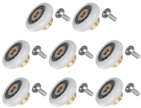QUARKZMAN Duschtürrollenrad 20mm Durchmesser Ersatzteil für Badezimmertür aus Glas, Schiebetürrollen für Duschtür (2 Sets, 8 Stück) | 2 Sets mit 8 Stück für Badezimmertür aus Glas, Rollen für Duschkabinentür, Schiebetür