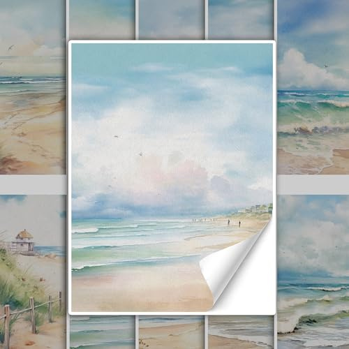GRAZDesign Fliesenaufkleber Bad & Küche Maritim Strand Aquarell Druck, Klebefliesen selbstklebend - 15x20cm / 20 Stück