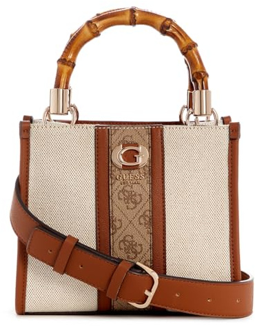 GUESS Kerima Bamboo 2 Compartment Mini Tote Natural/Latte Logo