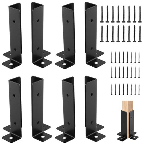 8Pcs Deck Post Anchor Base Brackets, Post Base Brackets kit Fit 1.5x1.5, 2x2, 2x4, 4x4 Post, Heavy Duty Fixer Anchor Ground Spike, Fence Post Holder for Repairing Damaged Fence Gate Posts