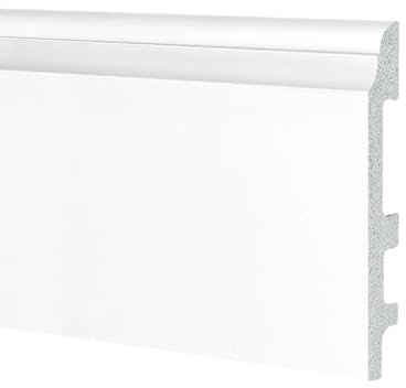 Asta 2 metri lineari Battiscopa Ducale in Polimeri 120x15x2000 mm - Zoccolo da cucina resistente agli urti (2 Pezzi da 1000x120x15 mm)