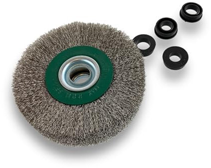 Lot de 3 brosses circulaires INOX | Ø 125 mm | Epaisseur 3 rangs | Fil dur 0.30 mm ondulé | Alésage 16 mm | Touret meuleuse affûteuse ponceuse | Brossage décapage polissage | Kibros 234128ITx3