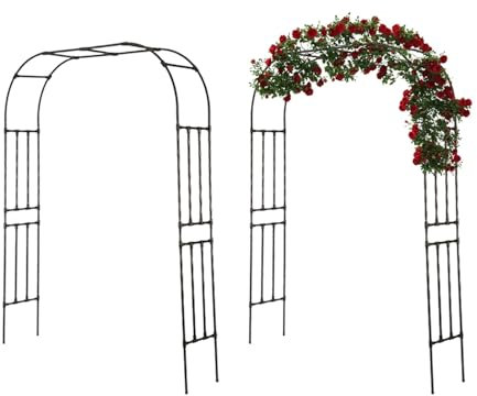 Wetterfest Torbogen für Outdoor Kletterpflanzen Gartenbogen Hochzeit Dekoration Rankgitter Bogen W 210 240 250 300cm Rosenbogen aus Metall für Kletterrosen(Weiß,(W240x H240) cm)