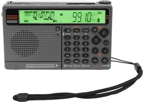 Radio Multibanda, SW FM MW Air V.UHF WB Radio Portátil de Banda de Frecuencia con Bluetooth App Control Batería Recargable Radio Digital con Alarma SOS y Linterna (Green)