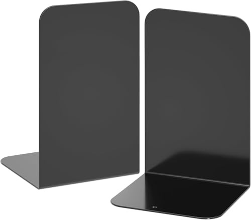 2 Pieces Metal Bookends Heavy Duty, Non-Slip Book Ends Support for Shelves Divider Stopper Holder with Non-Slip Rubber Pad for Schools, Offices, Libraries, Homes, to Protect Books and Desktops (2)