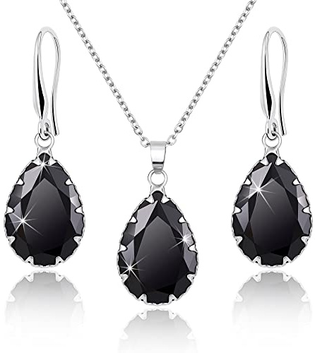 Linawe Schmuck Set, Brautschmuck Hochzeitsschmuck Braut Jewellery, Damenohrringe Ohrringe Hängend und Anhänger Kette Halskette Damen, Erhältlich in Silber, Gold und Roségold