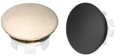 sourcing map Set di 2 anelli di troppopieno per lavello, bagno, cucina, lavello, vasca da bagno, foro rotondo in ottone con troppopieno inserto nel foro (nero, tono oro)