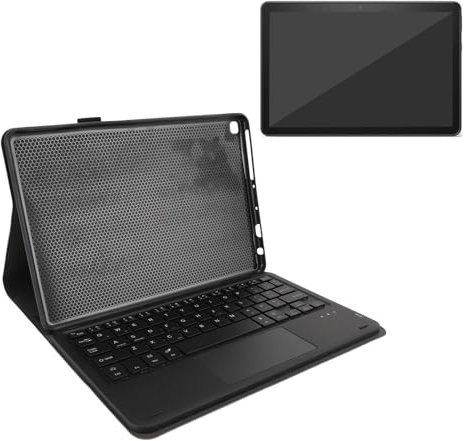 Yanmis 10.1 Inch Keyboard Case for Fire HD 10 Plus 2021 2023, Tablet Cover Case with 7 Color Backlit Detachable Keyboard, Built in Horizontal Stand Angle Slots, with Pen Holder