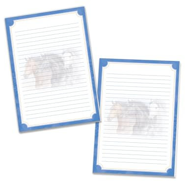 2 Briefblöcke Schulheft Notizblockl Briefpapier für Jungen Mädchen Kinder Tiere drei Pferde (2 Blöcke A4 mit je 25 Blätter)