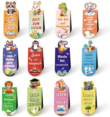 Magnetische Lesezeichen Kinder mit Sprüchen über das Lesen,Mitgebsel Kindergeburtstag Gastgeschenke,Kleine Geschenke für Kinder Adventskalender Füllung,Wichtelgeschenk Weihnachtsgeschenke für Kinder