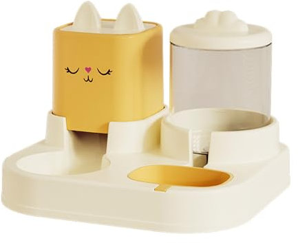 Belijoeuri, Futterspender Katze, Wasserspender Katzen, 2 Näpfe mit Wasserspender 2.2L + 1.8L