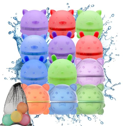 Ryebme Juguete de Bola de Agua Magnética Reutilizable para Niños - Pelota de Agua Flotante para Piscina, Exterior y Playa - Juego de Agua Seguro (No Tóxico, 12 Unidades)