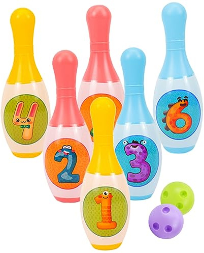 BESPORTBLE Set da Bowling per Bambini Giocattolo in Plastica Leggero Design Numerico, per Allenare Abilità Atletiche e Osservazione a Scuola al Parco