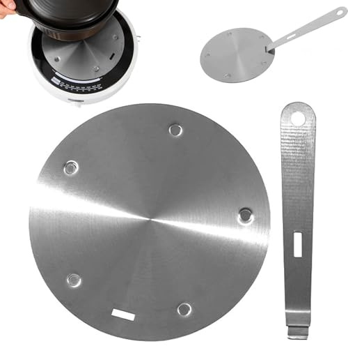 Induction Adapter Plate, 20cm Induction Hob Converter Plate, Heat Diffuser Plates Heat Diffuser Ring Plates with Removable Insulating Handle for Electric Gas Glass Stove (Sliver)