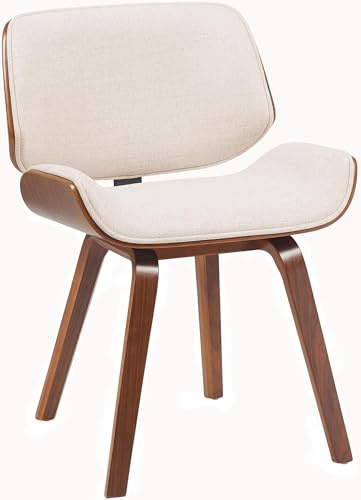 CLP Esszimmerstuhl Beverley Stoffbezug, Polsterstuhl aus Holz, Küchenstuhl mit Rückenlehne, Sessel gepolstert Farbe walnuss/Creme