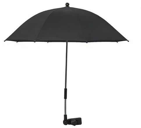 Alephnull Cochecito de bebé Paraguas Cochecito Sombrilla Cochecito Sombrilla con abrazadera 360 grados ajustable impermeable paraguas para cochecito (Negro, L)