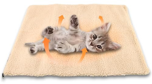 shallyong Manta Térmica para Gatos y Perros, Manta Autocalentable 60x48cm, Almohadilla para Mascotas sin Electricidad, Suave, Lavable, Antideslizante y Silenciosa (Amarillo, M)