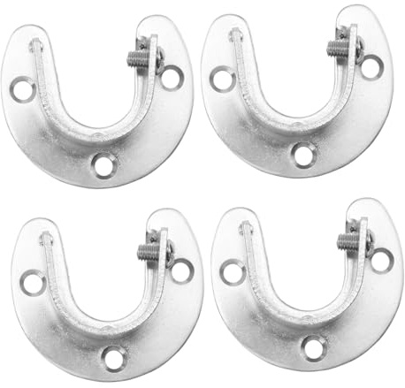 ULTECHNOVO Wardrobe Closet Pole Socket and Rod Base 25mm Stainless Steel Half-round Open Flange Bracket with Screws, 4pcs Set for Closet Rail Support and Clothes Hanging Storage