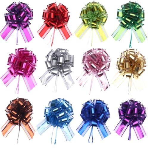 RxaGtn Geschenkschleifen, 12 Stück Große Geschenkschleife, Ideal Für Geschenkband Weihnachten, Schleifen Deko, Ziehschleifen für Verpacken Hochzeit Geburtstag Weihnachten