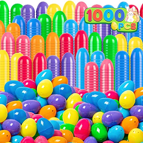V-Opitos 1000 Plastic Easter Eggs, 2.4'' Bulk Empty Fillable Easter Eggs in 8 Colors for Easter Egg Hunt, Basket Stuffers Fillers, Easter Party Favor