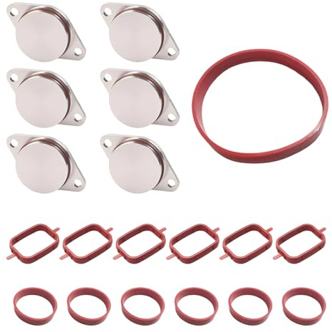 6x33mm Ansaugklappen-Entfernungssatz mit 6 Stopfen | 13 Ansaugkrümmerdichtungen für E39, E46, E60, E87, E90, E92, E93, X3, X5 - Ersetzt 11612245439, 11612246945, 11617790198