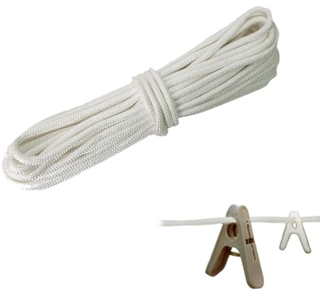 20M*2MM Picture Hanging Cord Braided Rope Nylon Cord Picture Frame Hanging String Multifunction Extra Strong Matte Finish Heavy Duty Nylon White String for Mirrors Paintings Decor Craft Projects