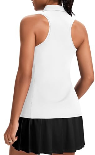 JoyGirl Sleeveless Golf Top Polo Shirts Women Tennis Top | 1/4 Zip Up, Racerback, UPF 50+ UV Sun Protection, Quick Dry Breathable Stretchy Sports Top, for Running Yoga Workout