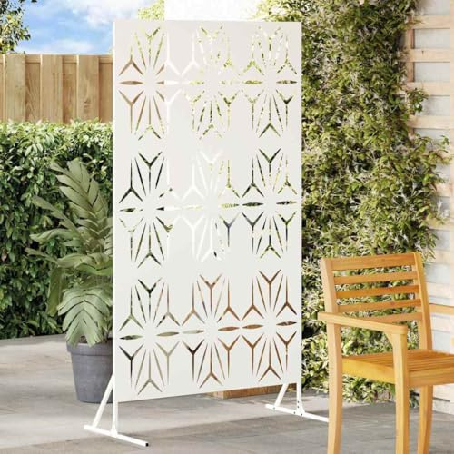 QJBSAVVA Gartenzaun Weiß 100x50x180 cm Stahl Sichtschutz Rechteck Modernes Design Robust & Langlebig für Terrasse Balkon Hof Sichtschutzwand