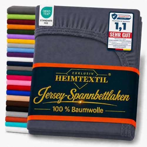 EXKLUSIV HEIMTEXTIL Marke Jersey Spannbettlaken 120 x 200 cm 100% Baumwolle Öko - Tex Zertifiziert, Markenqualität, Matratzenhöhe bis 25 cm, Navyblau