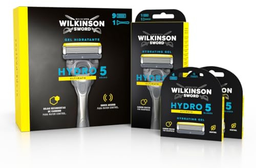Wilkinson Sword Hydro 5 Sense Energize Rasierer + 8 Ersatzklingen, Minze Energize: Rasierer mit 5 Klingen mit Stoßdämpfer