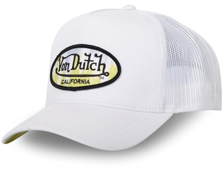 Von Dutch Vibes Kappe für Damen und Herren, Trucker-Kappe, verstellbar und authentisch, weiß, Einheitsgröße