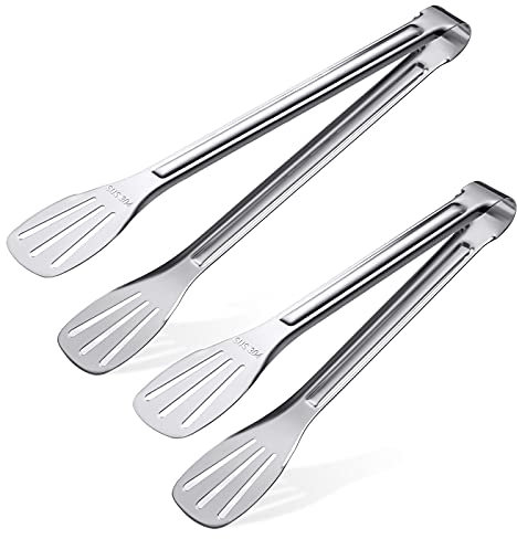 Kitchen Tongs(9'')-304 Easy to Clean-Food Safe Stainless Steel Cooking Tongs,Salad,BBQ,Serving,Frying Tongs Utensils,Kitchen Gift etc,Easy Grip Best Sturdy Tongs,Non Stick. (9&12inch)