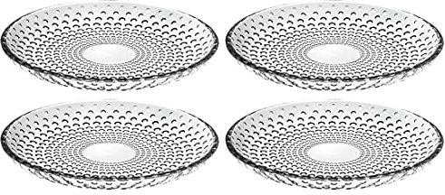 Glass Salad Plate - Set of 4 Plates - For - Salad - Dessert - Designed - 7  Diameter - Made in Europe - by Barski
