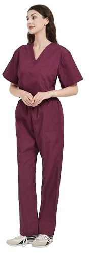 Misemiya - Ensemble Uniformes Unisexe Blouse - Uniforme Médical avec Haut et Pantalon - Ref.6801-6802 - Large, Grenat 68