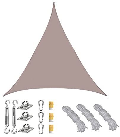 Toile Ombrage Triangulaire 4x4x4, Voile Dombrage Triangulaire Anti UV, Voile Dombrage ImperméAble, Polyester RéSistant Aux DéChirures, Toile Soleil Exterieure pour Terrasse,Kaffee,2x2x2