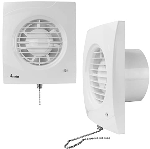 VONLIS Badlüfter Lüfter Wandlüfter Ventilator WC Bad Küche leise Ø 100 mm Zugschalter