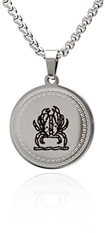 LaraZeidler Berlin Sternzeichen Kette individuelle Namen Datum Gravur auf der Rückseite für Damen und Herren Edelstahl mit Tierkreis Sternbild Zodiac Anhänger