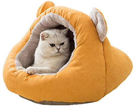 ZAW Hundebett, Kuschelhöhle, Hundebett für Katzen und kleine Hunde, beruhigend und gemütlich, bezogen, Schlafkissen für Kuscheltiere und Burrower, Haustierbett, Größe S