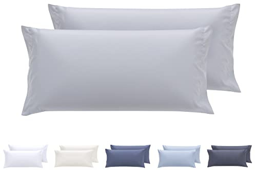 Todocama – Juego de 2 Fundas de Almohada, Microfibra Extra Suave, hipoalergénicas. Juego de 2-75x40 cm Gris Claro