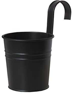 4 Stück schwarze Metallzaun-Pflanzgefäße zum Aufhängen von Blumentöpfen, Balkonpflanzgefäßen, Garten, Geländer, Pflanzgefäße, Gartendekorationen mit abnehmbaren Haken