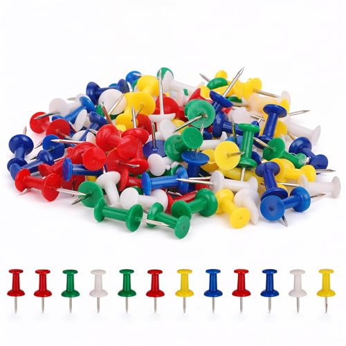 Trimming Shop 100-pack färgade tryckstift, flerfärgade kartfack med spets i rostfritt stål för anslagstavla, tygmärkning, kartritningar, bilder hängande i hemmakontor, skola (blandade färger)