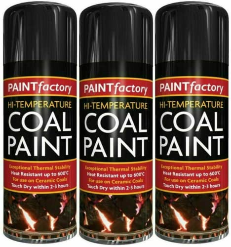 3 x 400ml Heat Resistant Matt Black Coal Spray Paint High Temperature BBQ