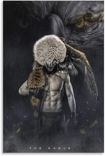 LBMED Poster Und Gedruckte Sportposter Boxer Khabib Nurmagomedov (3) für Schlafzimmerdekoration Leinwand Malerei Wandkunst Bilder 19.7x27.6(50x70cm) Kein Rahmen
